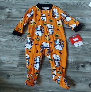 Peanuts Snoopy Orange Halloween Kids Footie Pajamas